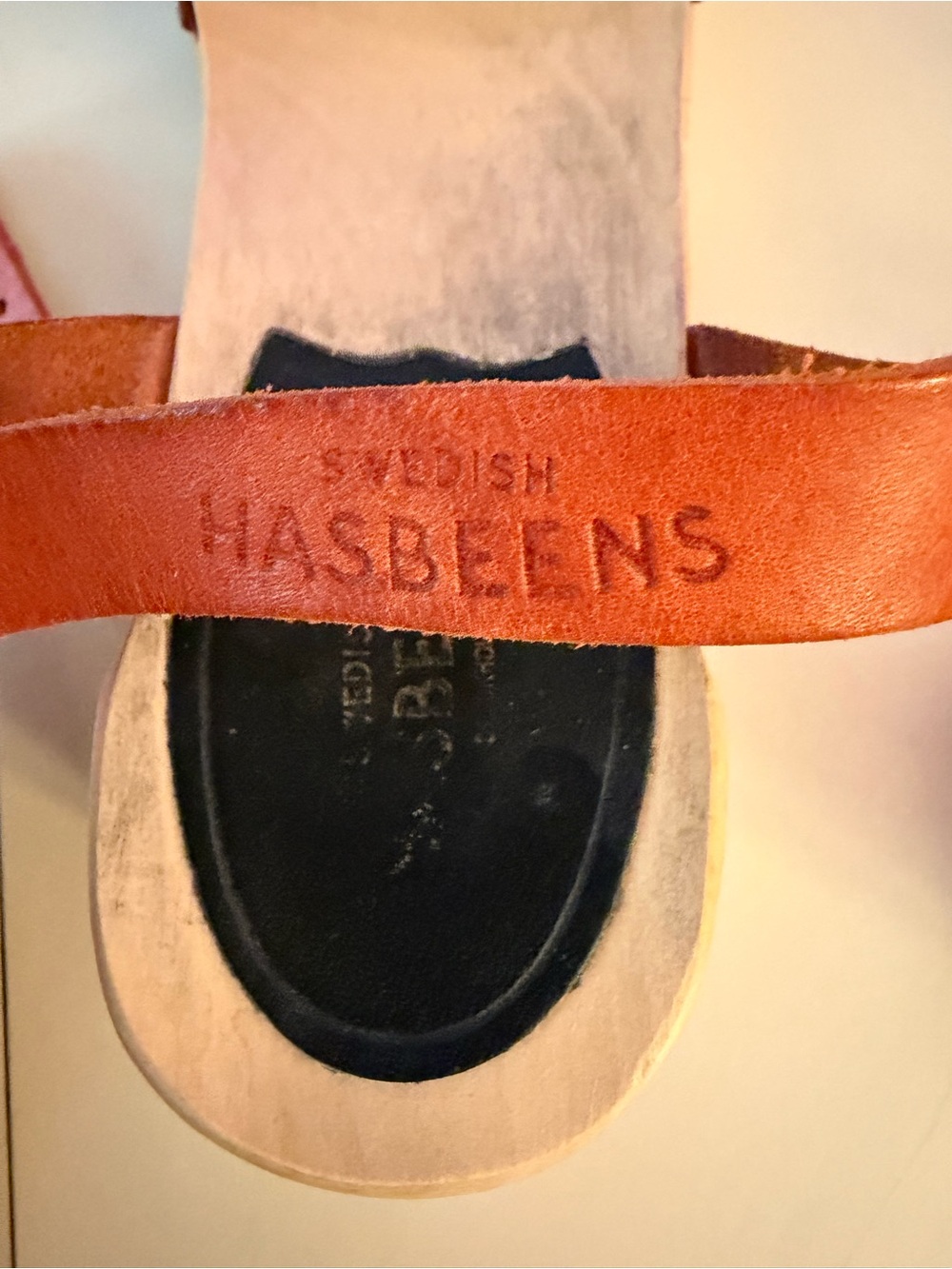Women’s Red Heart-Strap Swedish Hasbeens Leather Sandals - Picture 6 of 10
